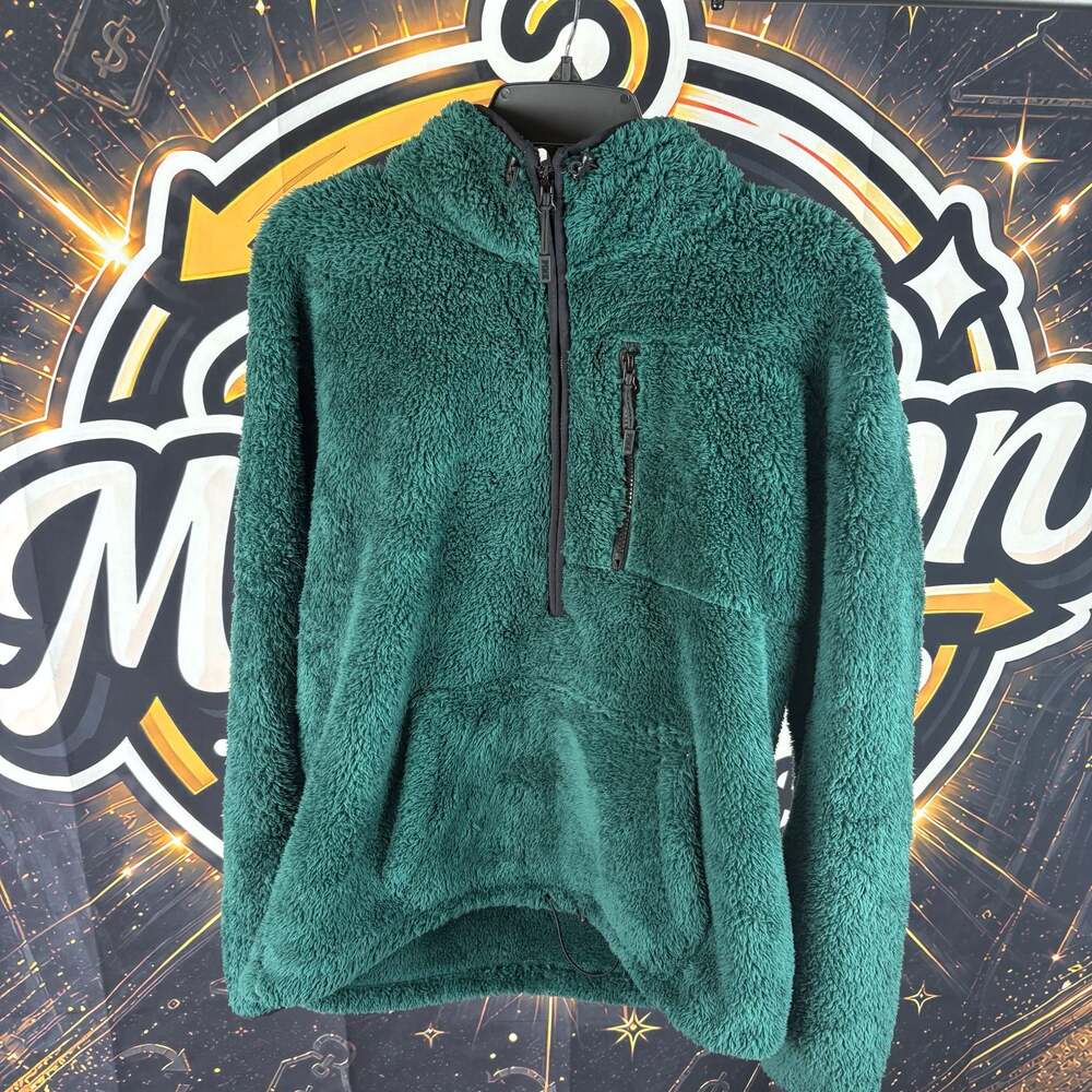 Victoria's Secret PINK Green Sherpa Fleece Half-Zip Pullover Jacket, Size L